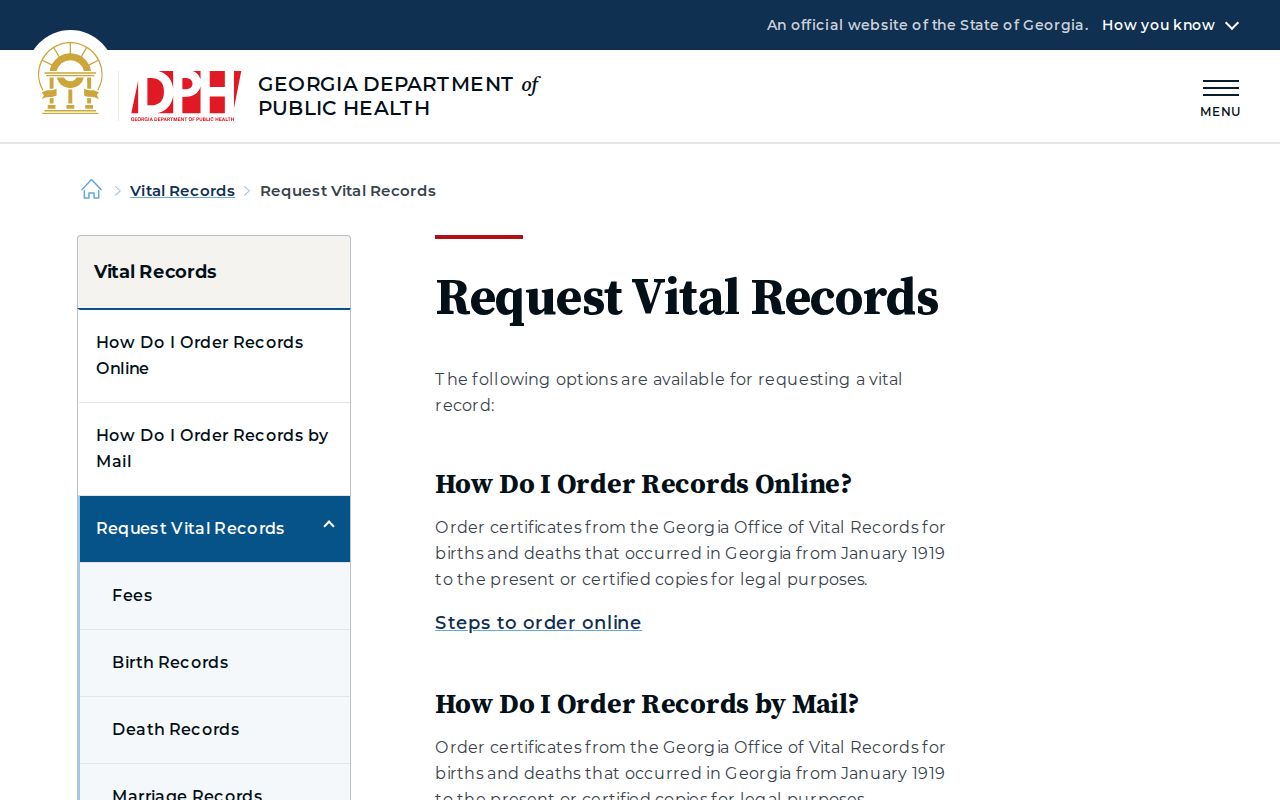 Johns Creek residents directory Georgia vital record requests