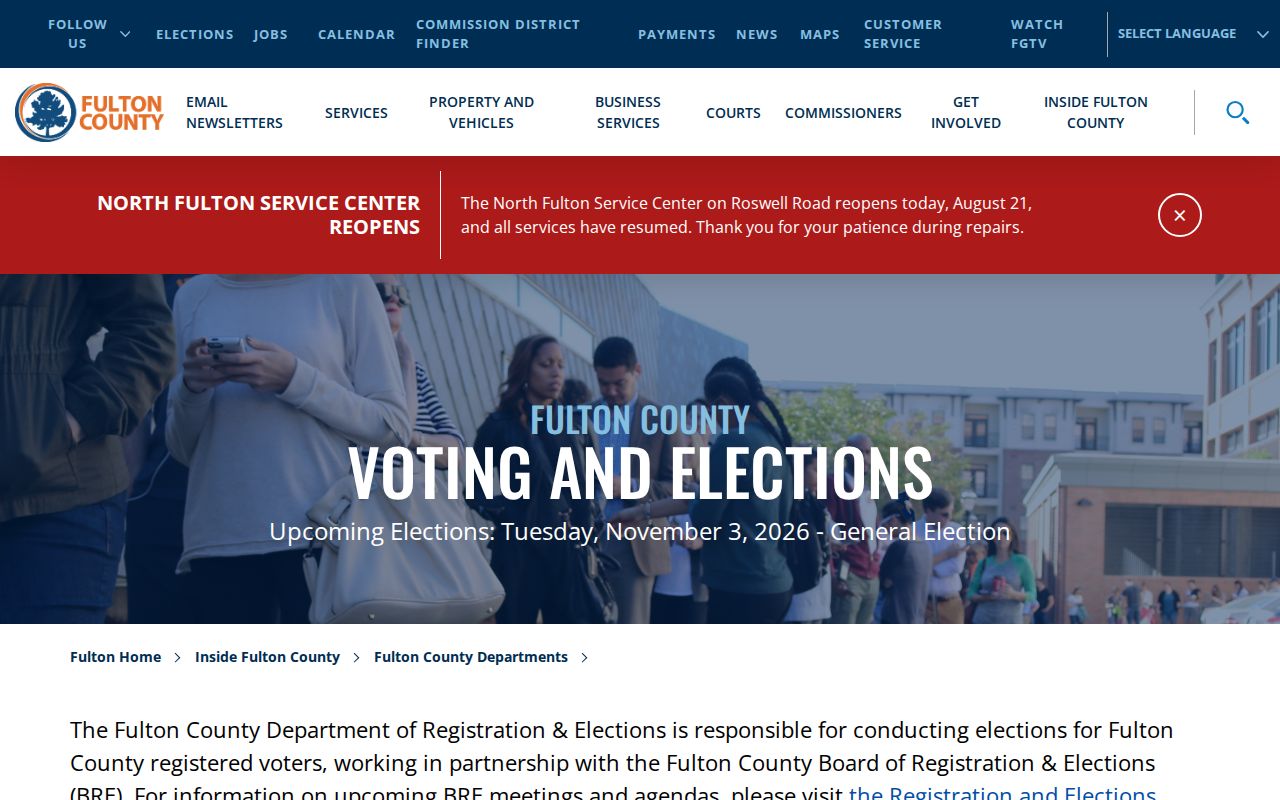 Fulton Elections services page for lawful block-level voter list access near Johns Creek neighbors