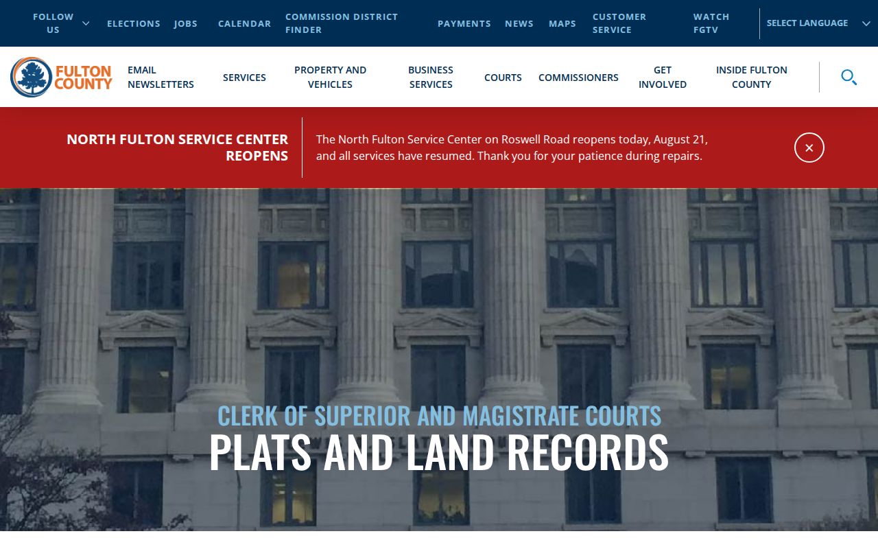 Johns Creek street directory access to Fulton plats and land records